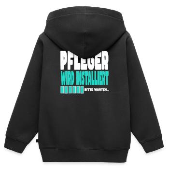 Pfleger wird installiert - Kinder Premium Organic Zip Hoodie - Schwarz - Hinten - AI Model Kid Male (0cm)