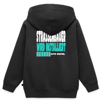 Strassenbauer wird installiert - Kinder Premium Organic Zip Hoodie - Schwarz - Hinten - AI Model Kid Male (0cm)