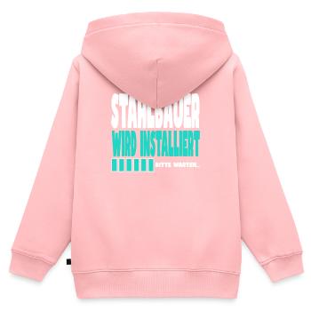 Stahlbauer wird installiert - Kinder Premium Organic Zip Hoodie - Rosa - Hinten - AI Model Kid Female (0cm)