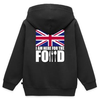 Royaume-Uni Royaume-Uni souvenir de voyage de vacances - Sweat Premium à capuche zippé enfant bio - noir - Dos - AI Model Kid Male (0cm)