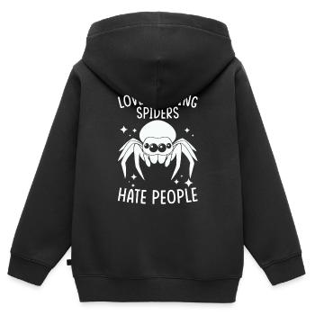 Dicton Jumping Spider - Sweat Premium à capuche zippé enfant bio - noir - Dos - AI Model Kid Male (0cm)