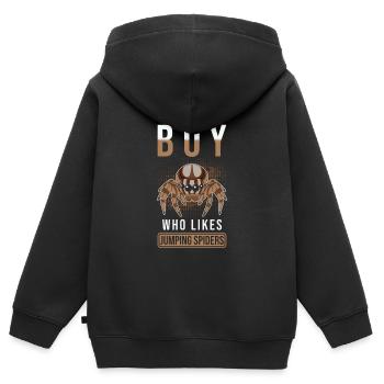Dicton Jumping Spider - Sweat Premium à capuche zippé enfant bio - noir - Dos - AI Model Kid Male (0cm)