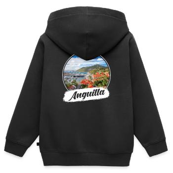 Souvenir d’Anguilla - Sweat Premium à capuche zippé enfant bio - noir - Dos - AI Model Kid Male (0cm)