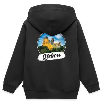 Lissabon Souvenir - Kinder Premium Organic Zip Hoodie - Schwarz - Hinten - AI Model Kid Male (0cm)