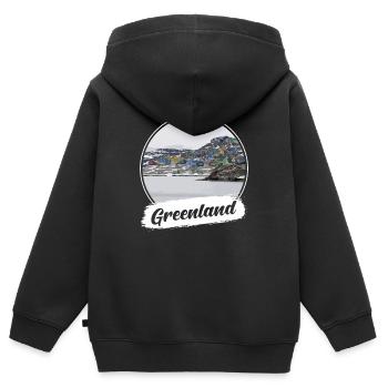 Souvenir du Groenland - Sweat Premium à capuche zippé enfant bio - noir - Dos - AI Model Kid Male (0cm)