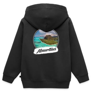 Mauritius Souvenir - Kinder Premium Organic Zip Hoodie - Schwarz - Hinten - AI Model Kid Male (0cm)
