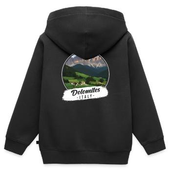 Dolomites Italie Souvenir - Sweat Premium à capuche zippé enfant bio - noir - Dos - AI Model Kid Male (0cm)