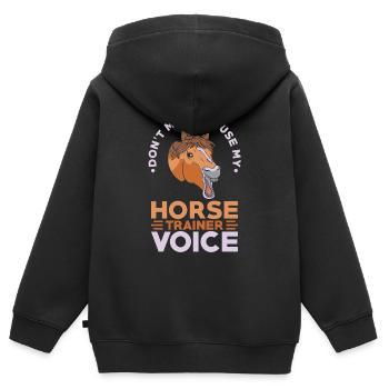 Pferdetrainer Stimme - Kinder Premium Organic Zip Hoodie - Schwarz - Hinten - AI Model Kid Male (0cm)