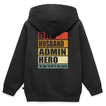 Father Husband Admin Hero - Kids Premium Organic Zip-up Hoodie - black - Back - AI Model Kid Male (0cm)