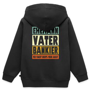 Bankier Vater Ehemann Held - Kinder Premium Organic Zip Hoodie - Schwarz - Hinten - AI Model Kid Male (0cm)