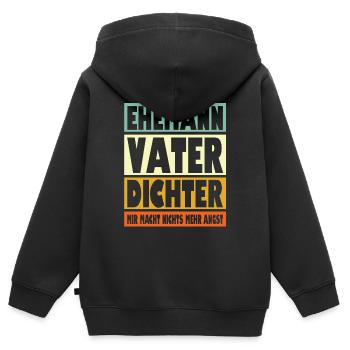 Dichter Vater Ehemann Held - Kinder Premium Organic Zip Hoodie - Schwarz - Hinten - AI Model Kid Male (0cm)