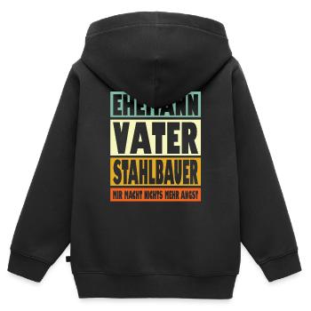 Stahlbauer Vater Ehemann Held - Kinder Premium Organic Zip Hoodie - Schwarz - Hinten - AI Model Kid Male (0cm)