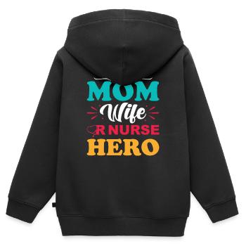 OP Krankenschwester Mama - Kinder Premium Organic Zip Hoodie - Schwarz - Hinten - AI Model Kid Male (0cm)