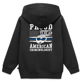 Criminologue Criminologie Informations nutritionnelles - Sweat Premium à capuche zippé enfant bio - noir - Dos - AI Model Kid Male (0cm)