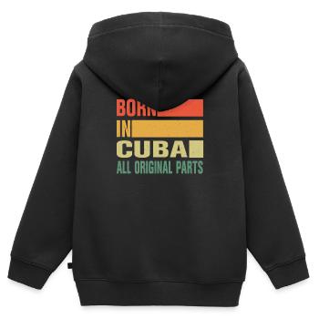 Né à Cuba - Sweat Premium à capuche zippé enfant bio - noir - Dos - AI Model Kid Male (0cm)