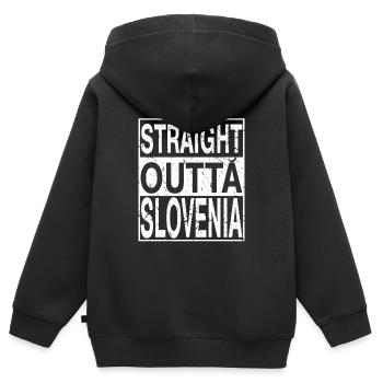 Slowenien Straight outta Slowenien - Kinder Premium Organic Zip Hoodie - Schwarz - Hinten - AI Model Kid Male (0cm)