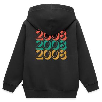Anniversaire année 2008 / Vintage 2008 - Sweat Premium à capuche zippé enfant bio - noir - Dos - AI Model Kid Male (0cm)