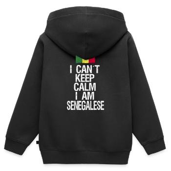 Je n’arrive pas à garder mon calme Je suis Sénégalais - Sweat Premium à capuche zippé enfant bio - noir - Dos - AI Model Kid Male (0cm)