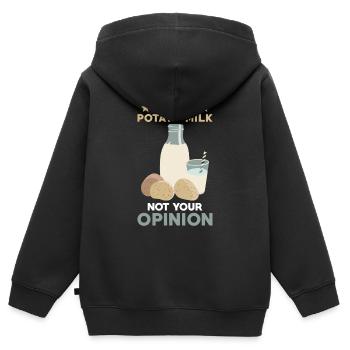 Kartoffel Milch Spruch Vegane Milch - Kinder Premium Organic Zip Hoodie - Schwarz - Hinten - AI Model Kid Male (0cm)