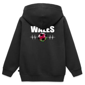 Wales Fußball - Kinder Premium Organic Zip Hoodie - Schwarz - Hinten - AI Model Kid Male (0cm)