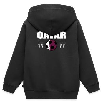 Katar Fußball - Kinder Premium Organic Zip Hoodie - Schwarz - Hinten - AI Model Kid Male (0cm)