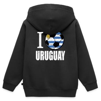 Uruguay Football - Sweat Premium à capuche zippé enfant bio - noir - Dos - AI Model Kid Male (0cm)