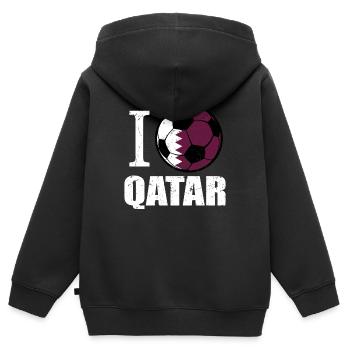 Katar Fußball - Kinder Premium Organic Zip Hoodie - Schwarz - Hinten - AI Model Kid Male (0cm)