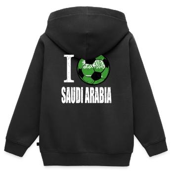 Saudi-arabien Fußball - Kinder Premium Organic Zip Hoodie - Schwarz - Hinten - AI Model Kid Male (0cm)