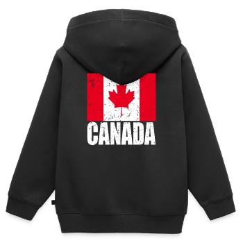 Drapeau du Canada - Sweat Premium à capuche zippé enfant bio - noir - Dos - AI Model Kid Male (0cm)