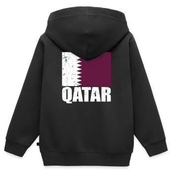 Katar Fahne - Kinder Premium Organic Zip Hoodie - Schwarz - Hinten - AI Model Kid Male (0cm)