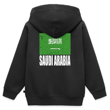 Saudi-arabien Fahne - Kinder Premium Organic Zip Hoodie - Schwarz - Hinten - AI Model Kid Male (0cm)