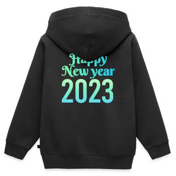 Frohes neues Jahr 2023 - Kinder Premium Organic Zip Hoodie - Schwarz - Hinten - AI Model Kid Male (0cm)