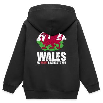 Wales Fahne - Kinder Premium Organic Zip Hoodie - Schwarz - Hinten - AI Model Kid Male (0cm)