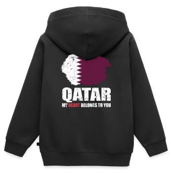 Katar Fahne - Kinder Premium Organic Zip Hoodie - Schwarz - Hinten - AI Model Kid Male (0cm)