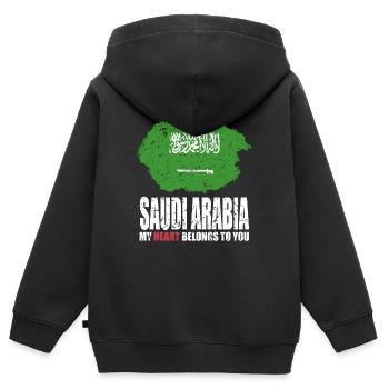 Saudi-arabien Fahne - Kinder Premium Organic Zip Hoodie - Schwarz - Hinten - AI Model Kid Male (0cm)