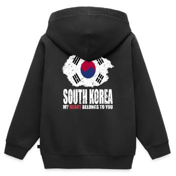 Drapeau de la Corée du Sud - Sweat Premium à capuche zippé enfant bio - noir - Dos - AI Model Kid Male (0cm)