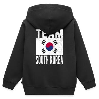 Drapeau de la Corée du Sud - Sweat Premium à capuche zippé enfant bio - noir - Dos - AI Model Kid Male (0cm)