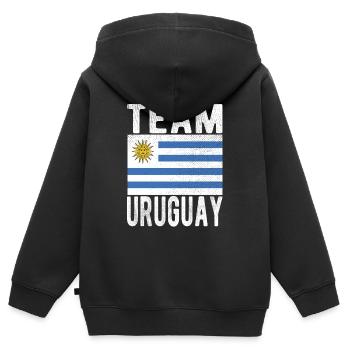 Drapeau de l’Uruguay - Sweat Premium à capuche zippé enfant bio - noir - Dos - AI Model Kid Male (0cm)