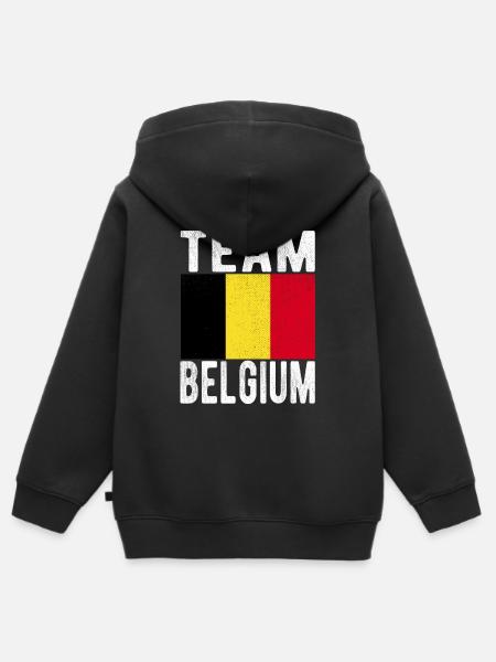 Drapeau de la Belgique - Sweat Premium à capuche zippé enfant bio - noir