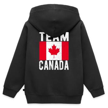 Drapeau du Canada - Sweat Premium à capuche zippé enfant bio - noir - Dos - AI Model Kid Male (0cm)