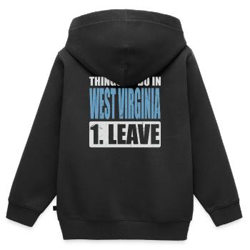 West Virginia Meme - Kinder Premium Organic Zip Hoodie - Schwarz - Hinten - AI Model Kid Male (0cm)