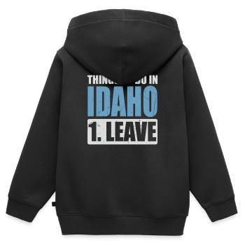 Mème de l’Idaho - Sweat Premium à capuche zippé enfant bio - noir - Dos - AI Model Kid Male (0cm)