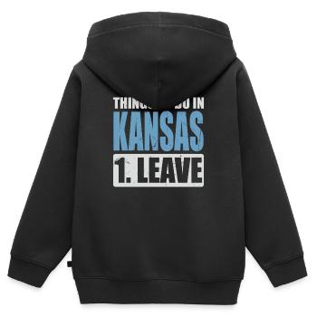 Mème du Kansas - Sweat Premium à capuche zippé enfant bio - noir - Dos - AI Model Kid Male (0cm)