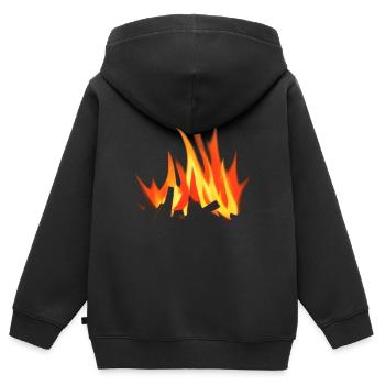 Lagerfeuer Camping Natur Wald Feuer draußen Zelt 7 - Kinder Premium Organic Zip Hoodie - Schwarz - Hinten - AI Model Kid Male (0cm)