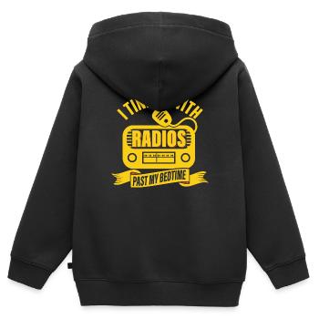 Je bricole avec des radios devant ma radio amateur au coucher - Sweat Premium à capuche zippé enfant bio - noir - Dos - AI Model Kid Male (0cm)