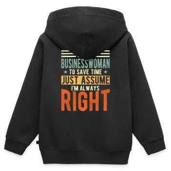 Femme - Sweat Premium à capuche zippé enfant bio - noir - Dos - AI Model Kid Male (0cm)
