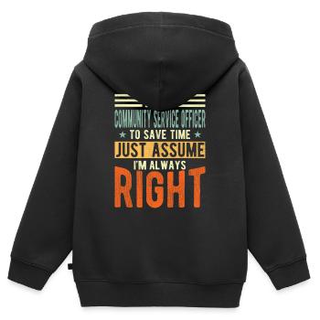 Community Service Officer - Kinder Premium Organic Zip Hoodie - Schwarz - Hinten - AI Model Kid Male (0cm)