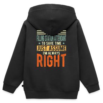 Compagnon de la station-service - Sweat Premium à capuche zippé enfant bio - noir - Dos - AI Model Kid Male (0cm)