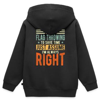 Lancer le drapeau - Sweat Premium à capuche zippé enfant bio - noir - Dos - AI Model Kid Male (0cm)