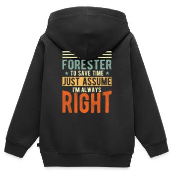 Forestier - Sweat Premium à capuche zippé enfant bio - noir - Dos - AI Model Kid Male (0cm)